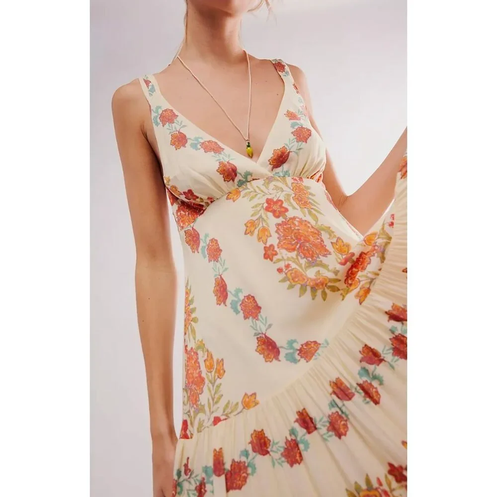Free People Eden Bohemian Floral Maxi Dress Size Large - Picture 3 of 6
